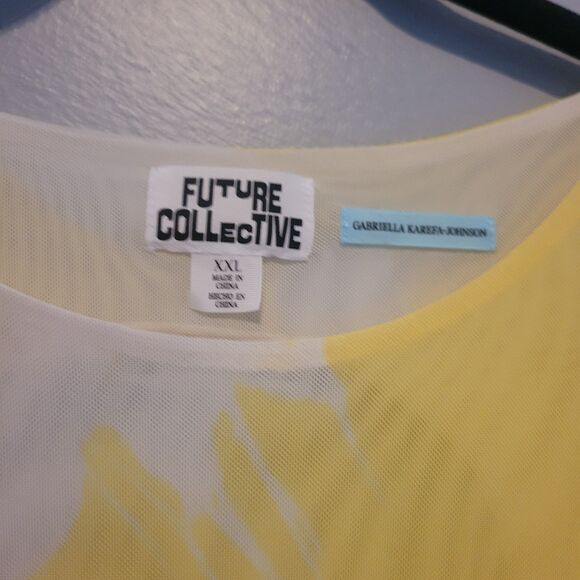 Future Collective x Gabriella Karefa Yellow Floral Print Mesh Midi Dress XXL - Picture 8 of 13